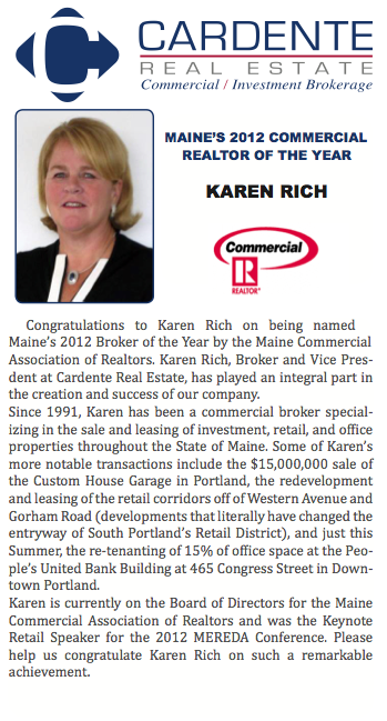 Karen Rich named 2012 Maine Commercial Broker of the The Year